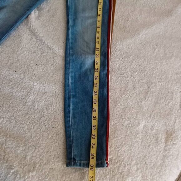 Dollhouse Juniors Side Stripe Skinny Ankle Denim Blue Jeans - Picture 9 of 10